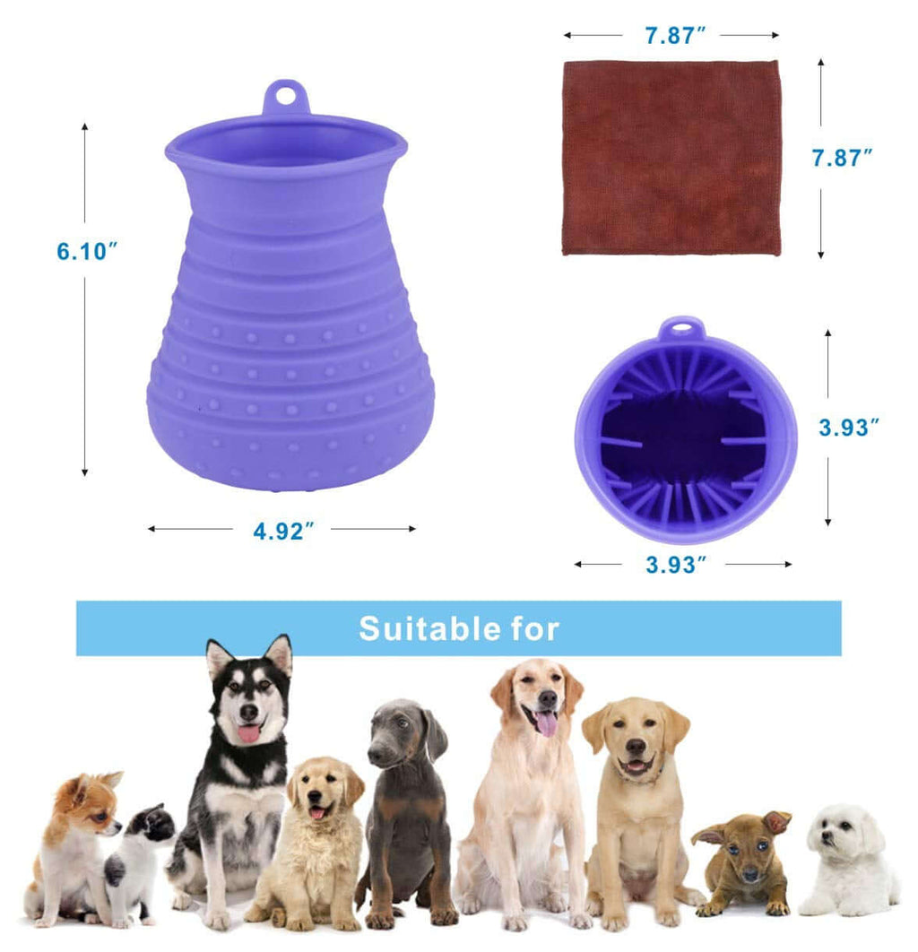 PawPulse paw cup purple removes dirt salt and grit before paws hit the floor