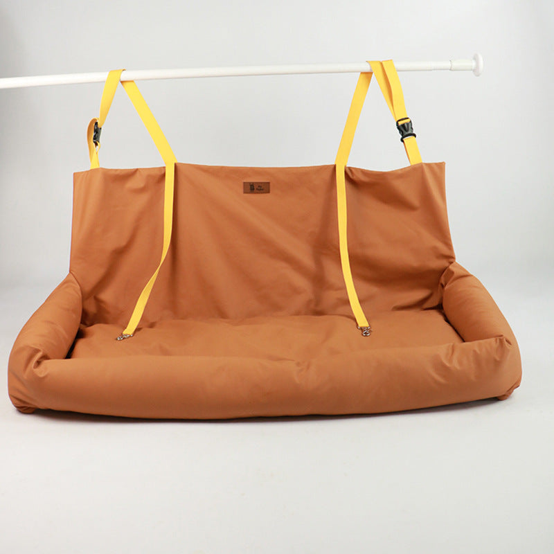PawPulse dual-seat car dog bed orange waterproof polyester fits most SUVs sedans crossovers