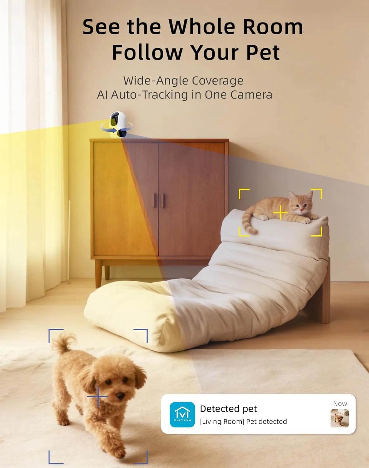 PawPulse pet camera motion alerts and barking detection no monthly subscription fees