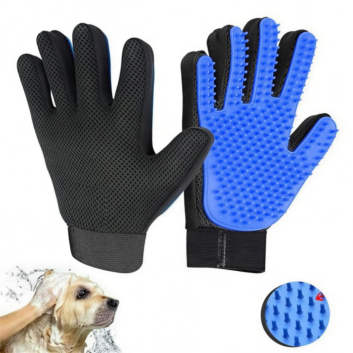 PawPulse Silicone Pet Grooming Glove mess-free deshedding mitt for dogs cats and rabbits