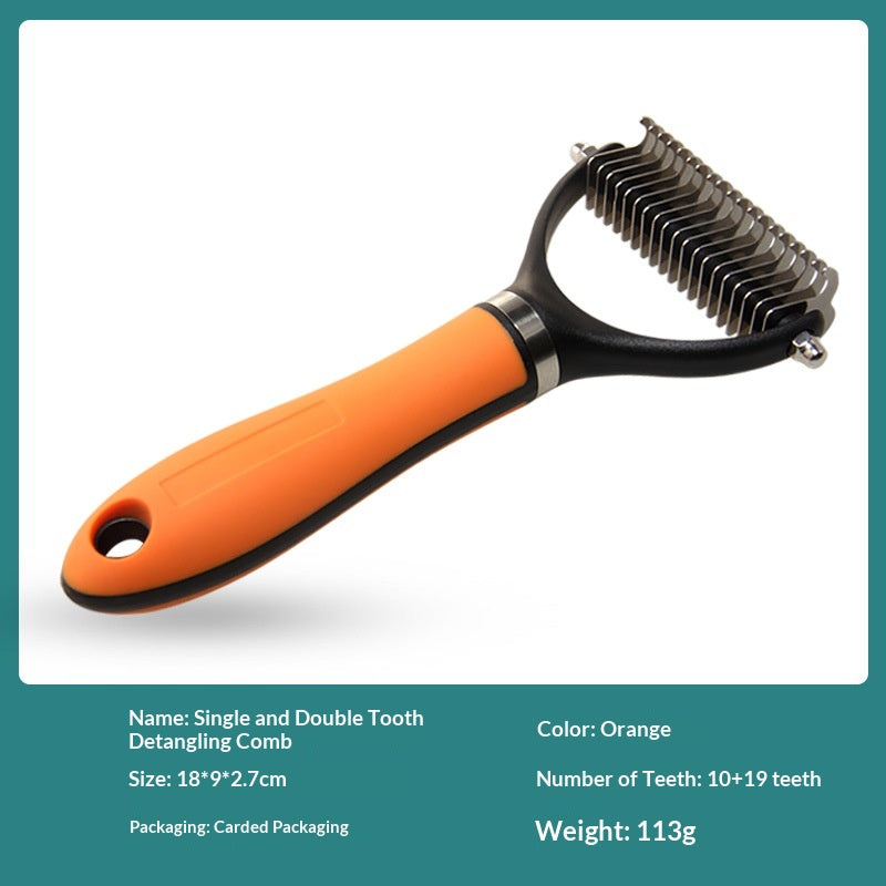 PawPulse pet grooming comb orange lightweight PP plastic gentle on sensitive skin
