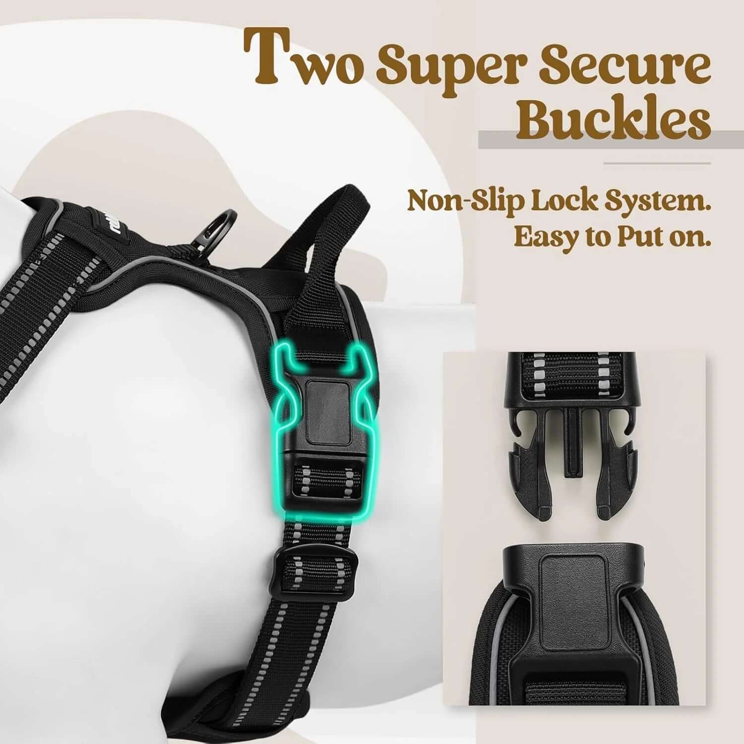PawPulse no-pull harness front and back leash clips for total control on walks