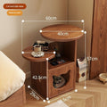 PawPulse Solid Pine Nightstand Cat Bed Nordic minimalist bedroom furniture with hidden cat sanctuary