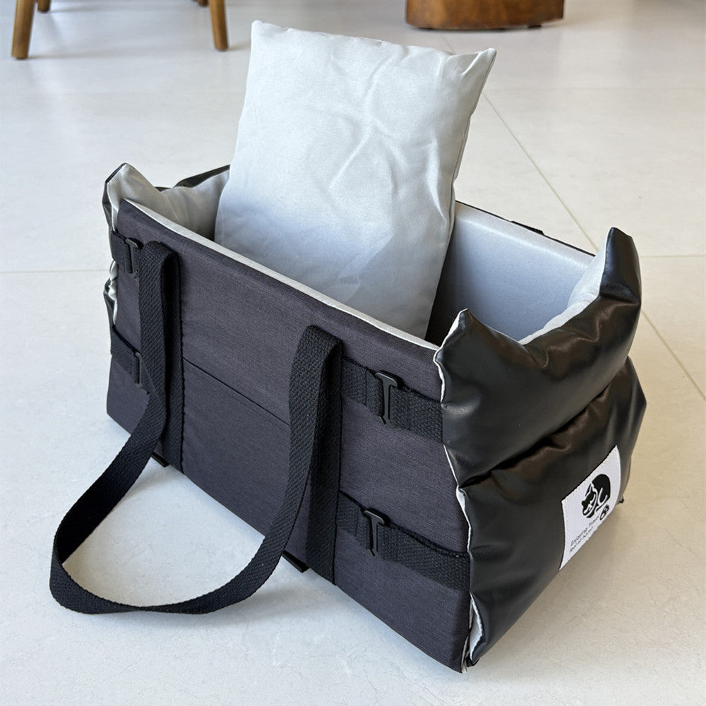 PawPulse leather travel pet bed wipe-clean PU surface padded interior for cosy travel
