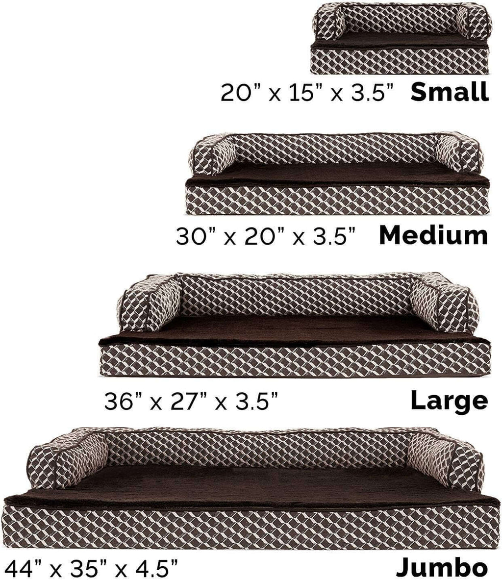 PawPulse orthopedic pet bed diamond brown plush woven decor blends into any home