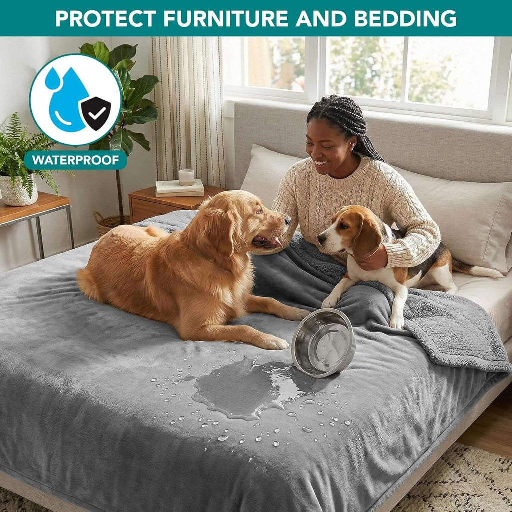 PawPulse waterproof dog blanket queen 90x90 inch fits large sofas and beds
